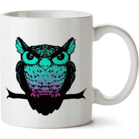 Art Hediye Neon Owl By İki Tarafı Baskılı Kupa Bardak