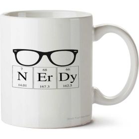 Art Hediye Nerdy Gözlük Periyodik Cetvel İki Tarafı Baskılı Kupa Bardak