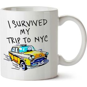 Art Hediye New York Taxi Yolculuğumdan Sağ Kurtuldum İki Tarafı Baskılı Kupa Bardak