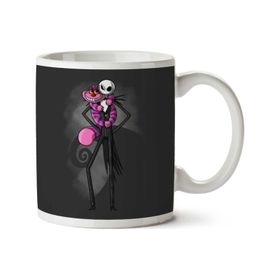 Art Hediye Nightmare Before Christmas Cheshire Cat Mashup İki Tarafı Baskılı Kupa