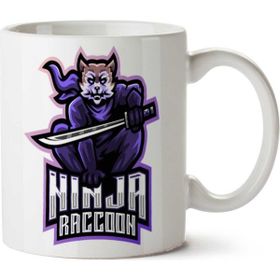 Art Hediye Ninja Raccoon İki Tarafı Baskılı Kupa Bardak