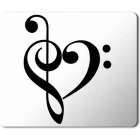 Art Hediye Nota Kalp Müzik Baskılı 23x19 cm Mouse Pad
