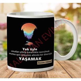 Art Hediye Nzım Hikmet Yaşamak Iki Tarafı Baskılı Kupa Bardak