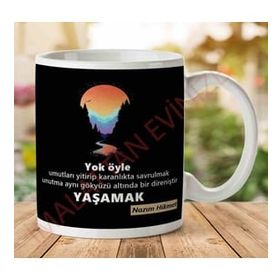 Art Hediye Nzım Hikmet Yaşamak İki Tarafı Baskılı Kupa