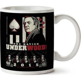 Art Hediye One Nation Underwood House Of Cards İki Tarafı Baskılı Kupa