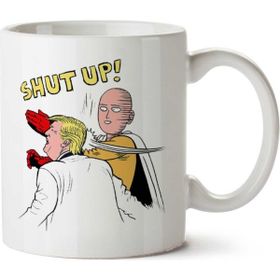 Art Hediye One Punch Man Trump Shut Up İki Tarafı Baskılı Kupa Bardak