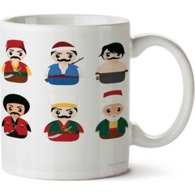 Art Hediye Ottoman Characters İki Tarafı Baskılı Kupa Bardak