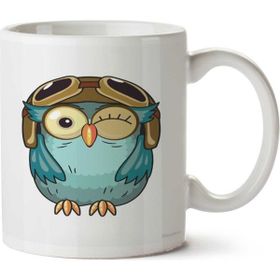 Art Hediye Owl Baykuş Kask İki Tarafı Baskılı Kupa Bardak