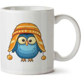 Art Hediye Owl Baykuş Şapka İki Tarafı Baskılı Kupa Bardak