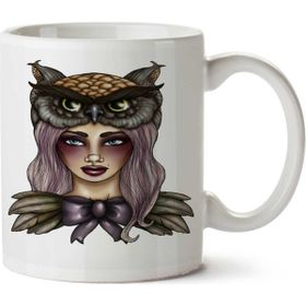 Art Hediye Owl By Kadın Baykuş İki Tarafı Baskılı Kupa Bardak