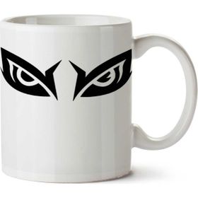 Art Hediye Owl Eyes Baykuş Gözleri Siyah İki Tarafı Baskılı Kupa Bardak