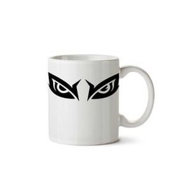Art Hediye Owl Eyes Baykuş Gözleri Siyah İki Tarafı Baskılı Kupa Bardak