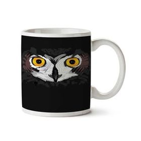 Art Hediye Owl Eyes Black İki Tarafı Baskılı Kupa Bardak