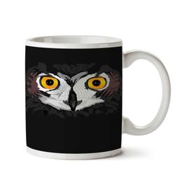 Art Hediye Owl Eyes Black İki Tarafı Baskılı Kupa Bardak