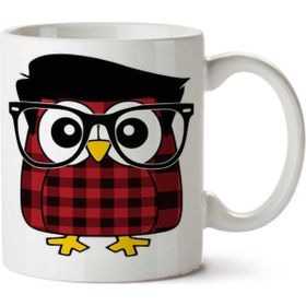Art Hediye Owl Hipster Baykuş İki Tarafı Baskılı Kupa Bardak