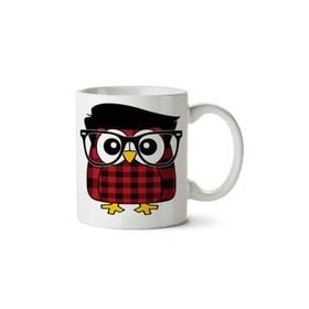 Art Hediye Owl Hipster Baykuş İki Tarafı Baskılı Kupa Bardak