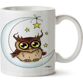 Art Hediye Owl On The Moon By Ayda Baykuş İki Tarafı Baskılı Kupa Bardak