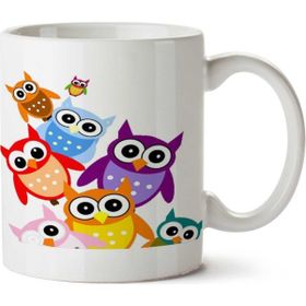 Art Hediye Owls Descending By İki Tarafı Baskılı Kupa Bardak