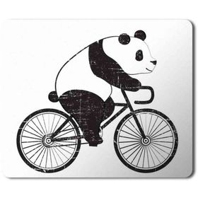 Art Hediye Panda Bisiklet Süren Panda Baskılı 23x19 cm Mouse Pad