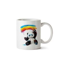 Art Hediye Panda Gökkuşağı İki Tarafı Baskılı Kupa Bardak