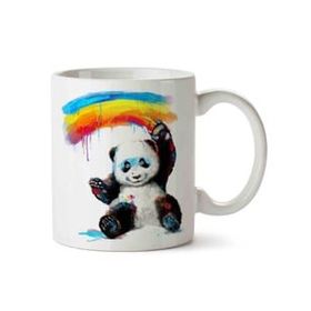 Art Hediye Panda Gökkuşağı İki Tarafı Baskılı Kupa Bardak