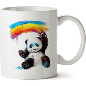 Art Hediye Panda Gökkuşağı İki Tarafı Baskılı Kupa Bardak