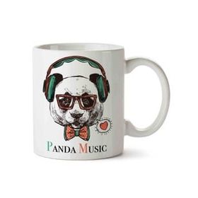 Art Hediye Panda Music Müzik İki Tarafı Baskılı Kupa Bardak