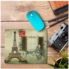 Art Hediye Paris Eyfel Vintage Pul Baskılı 23x19 cm Mouse Pad