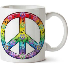 Art Hediye Peace Logo Renksel İki Tarafı Baskılı Kupa Bardak
