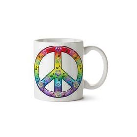 Art Hediye Peace Logo Renksel İki Tarafı Baskılı Kupa Bardak