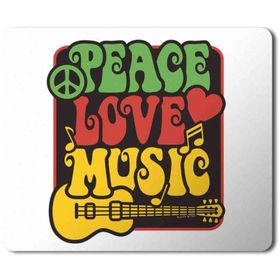 Art Hediye Peace Love and Music Baskılı 23x19 cm Mouse Pad