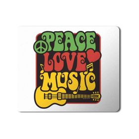 Art Hediye Peace Love and Music Baskılı 23x19 cm Mouse Pad