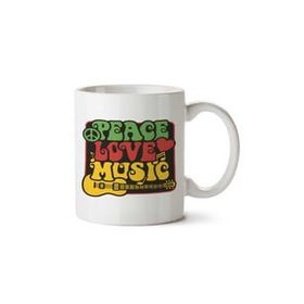 Art Hediye Peace Love And Music İki Tarafı Baskılı Kupa Bardak