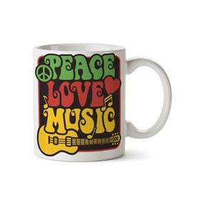 Art Hediye Peace Love And Music İki Tarafı Baskılı Kupa Bardak