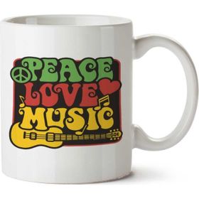Art Hediye Peace Love And Music İki Tarafı Baskılı Kupa Bardak