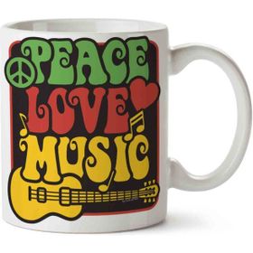 Art Hediye Peace Love And Music İki Tarafı Baskılı Kupa Bardak