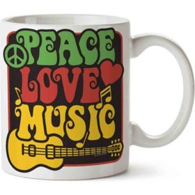 Art Hediye Peace Love And Music İki Tarafı Baskılı Kupa Bardak