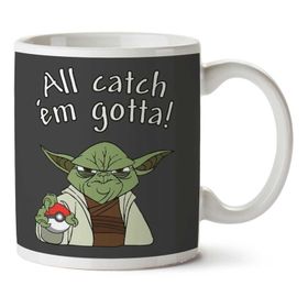 Art Hediye Pokemon Go Yoda All Catch Em Gotta Star Wars İki Tarafı Baskılı Kupa Bardak