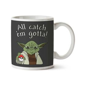 Art Hediye Pokemon Go Yoda All Catch Em Gotta Star Wars İki Tarafı Baskılı Kupa Bardak