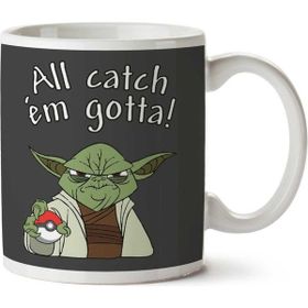 Art Hediye Pokemon Go Yoda All Catch Em Gotta Star Wars İki Tarafı Baskılı Kupa Bardak