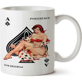 Art Hediye Poker Face Model İki Tarafı Baskılı Kupa Bardak