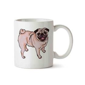 Art Hediye Pug Köpek 2 İki Tarafı Baskılı Kupa Bardak