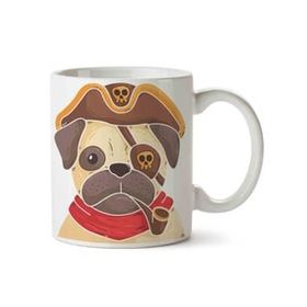 Art Hediye Pug Köpek Korsan İki Tarafı Baskılı Kupa Bardak