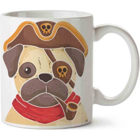 Art Hediye Pug Köpek Korsan İki Tarafı Baskılı Kupa Bardak