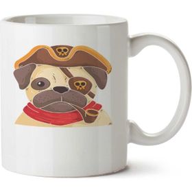 Art Hediye Pug Köpek Korsan Pipo İki Tarafı Baskılı Kupa Bardak