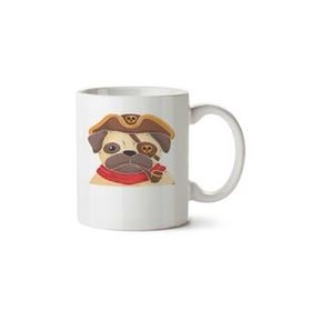 Art Hediye Pug Köpek Korsan Pipo İki Tarafı Baskılı Kupa Bardak