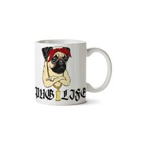 Art Hediye Pug Life Bread Puppy Toy Dog Portable İki Tarafı Baskılı Kupa Bardak