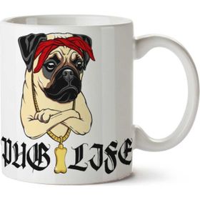 Art Hediye Pug Life Bread Puppy Toy Dog Portable İki Tarafı Baskılı Kupa Bardak
