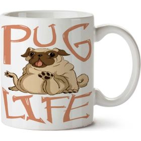 Art Hediye Pug Life Yaşam İki Tarafı Baskılı Kupa Bardak