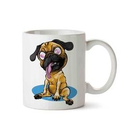 Art Hediye Pug Love Köpek İki Tarafı Baskılı Kupa Bardak